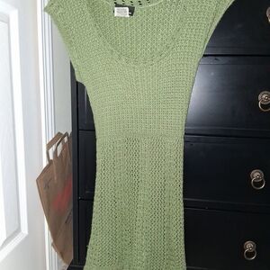 Green Crochet Women's Sweater Dress